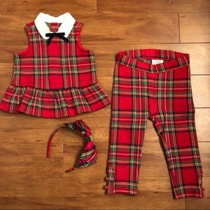 Janie & Jack Matching Plaid Outfit and Headband